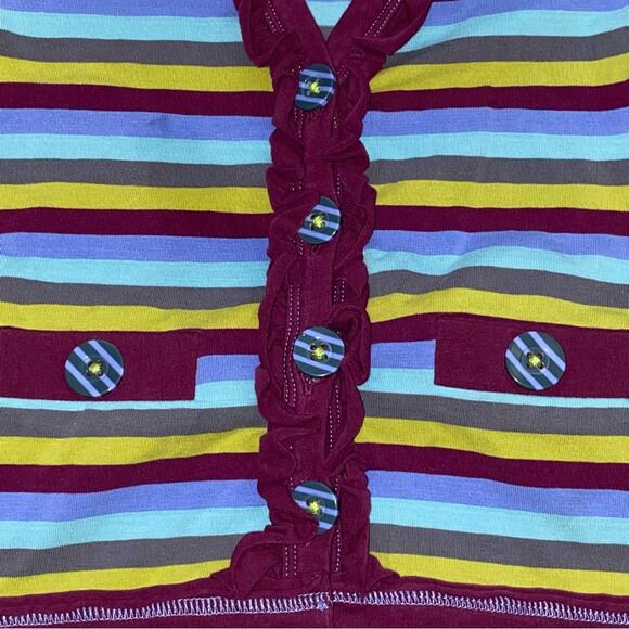 2 Matilda Jane Paint By Numbers Plum Stripe Kitten Cardigan Button up Sweater - Picture 7 of 9